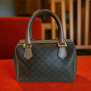 Celine Brown/Tan Maadam Monogram Boston Bag Mini